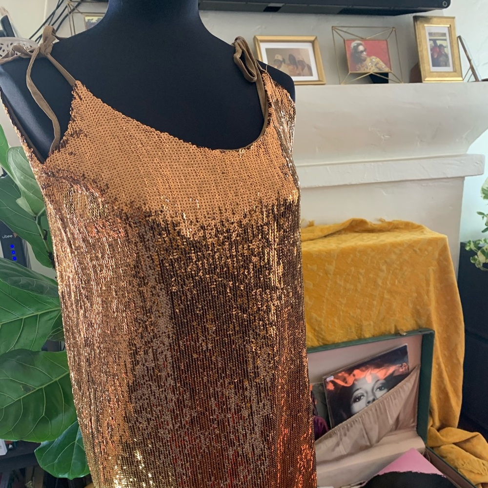 Italian Fringe Sequin Bronze Dress
